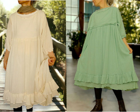 Summer dress. Women's dress made of melted canvas.